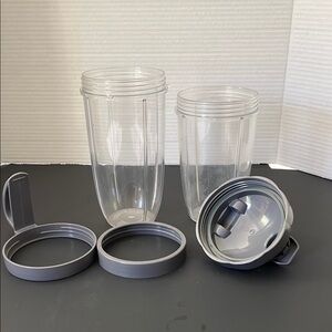 Set of Clear Blender Cups with Gray Lids Nutrabullet